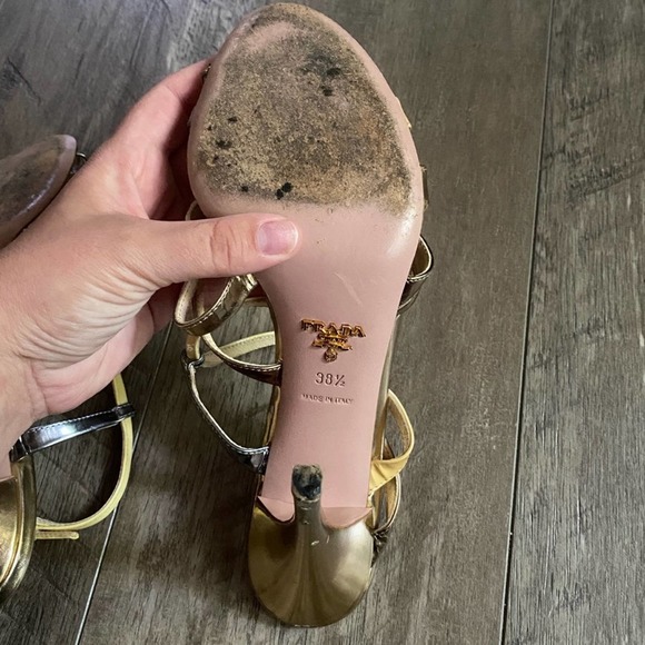 Prada Gold Strappy Heels - Picture 6 of 7